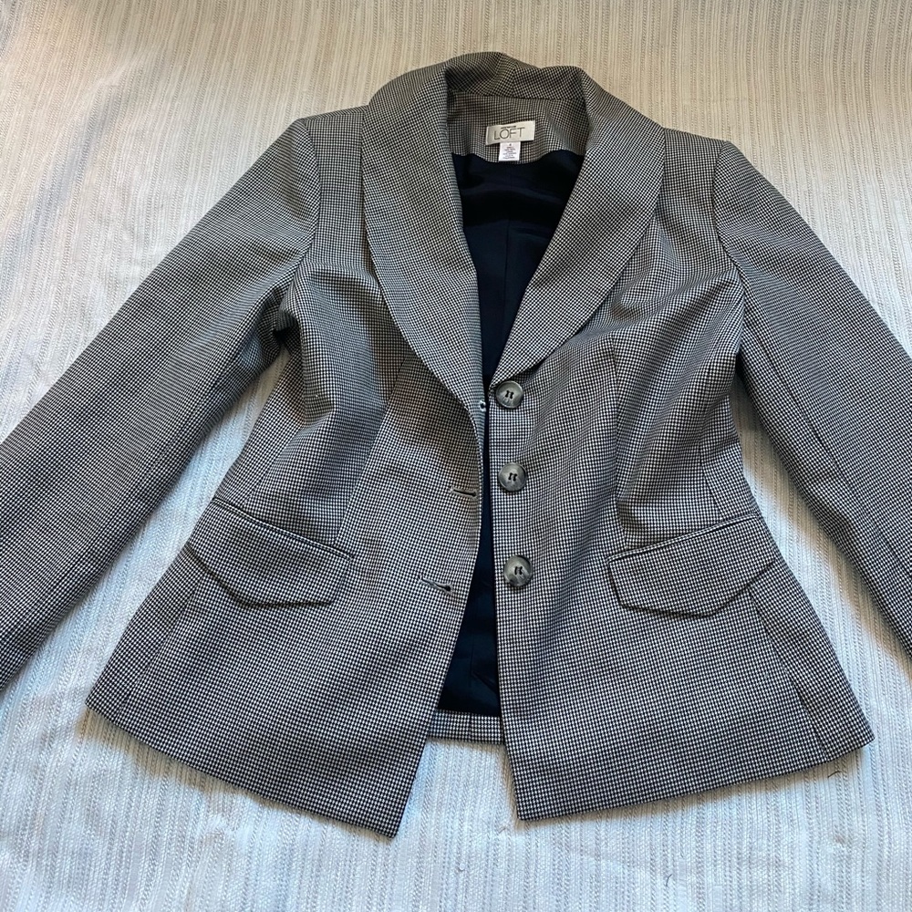 ADORABLE Vintage LOFT Houndstooth Blazer : Button Front sz 4 women’s